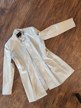 Etcetera Light Cream Button-Front Trench Jacket